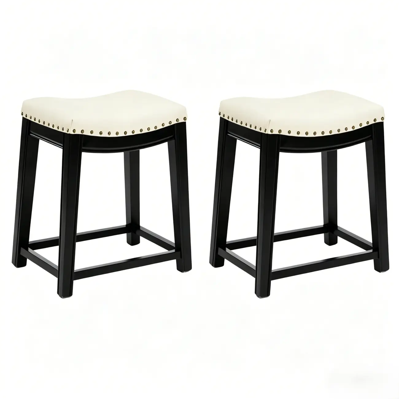 Traditional Saddle Genuine Leather Counter Height Stools Image - 11 | homeyfad