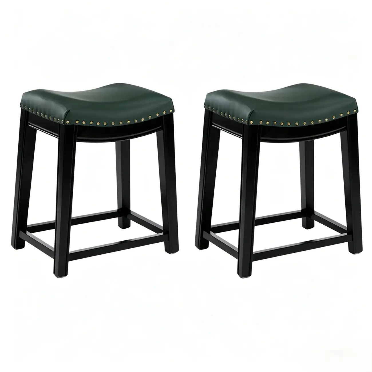 Traditional Saddle Genuine Leather Counter Height Stools Image - 19 | homeyfad