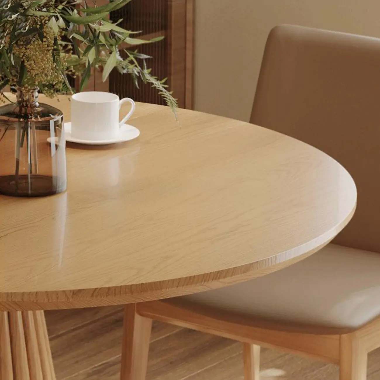 Modern Light Wood Round Dining Table Image - 9 | homeyfad