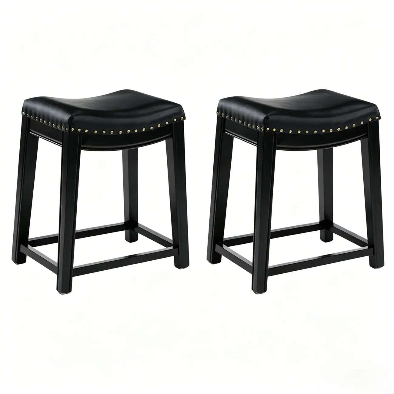 Traditional Saddle Genuine Leather Counter Height Stools Image - 9 | homeyfad