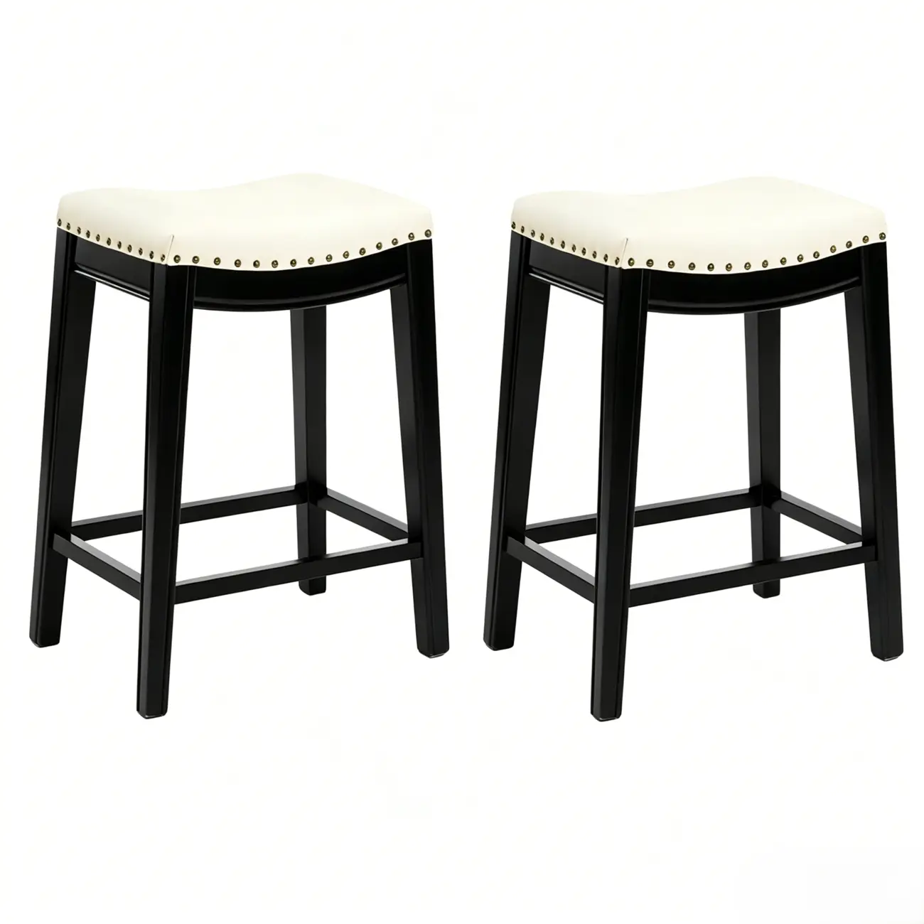 Traditional Saddle Genuine Leather Counter Height Stools Image - 23 | homeyfad