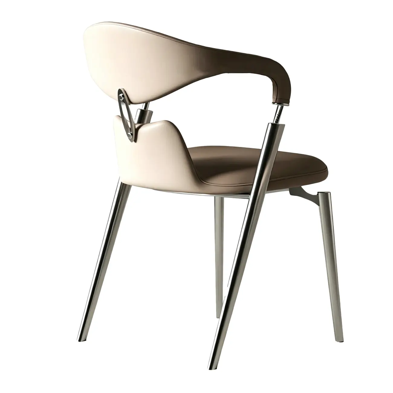Luxury Curved Open Back Faux Leather Dining Chair Stainless Steel Legs Image - 12 | homeyfad