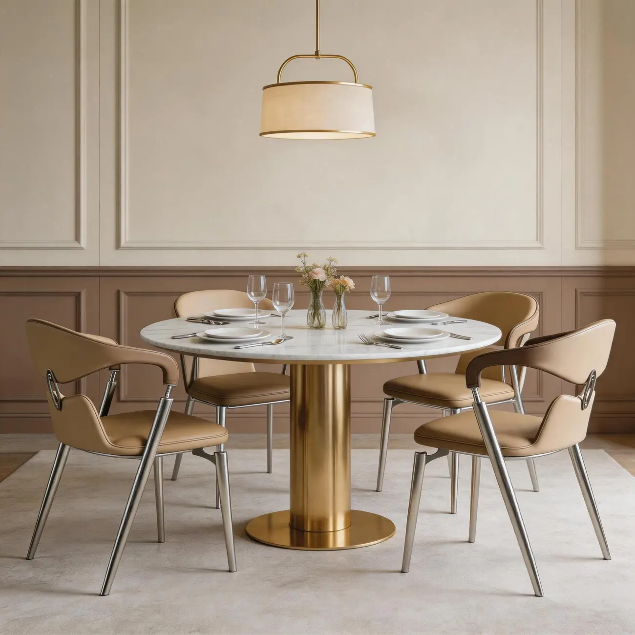 Luxury Curved Open Back Faux Leather Dining Chair Stainless Steel Legs Image - 8 | homeyfad