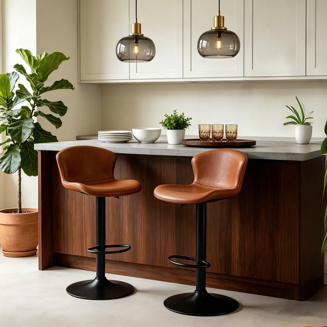 Industrial Waterproof Pu Leather Adjustable Swivel Bar Stool Image - 1 | homeyfad