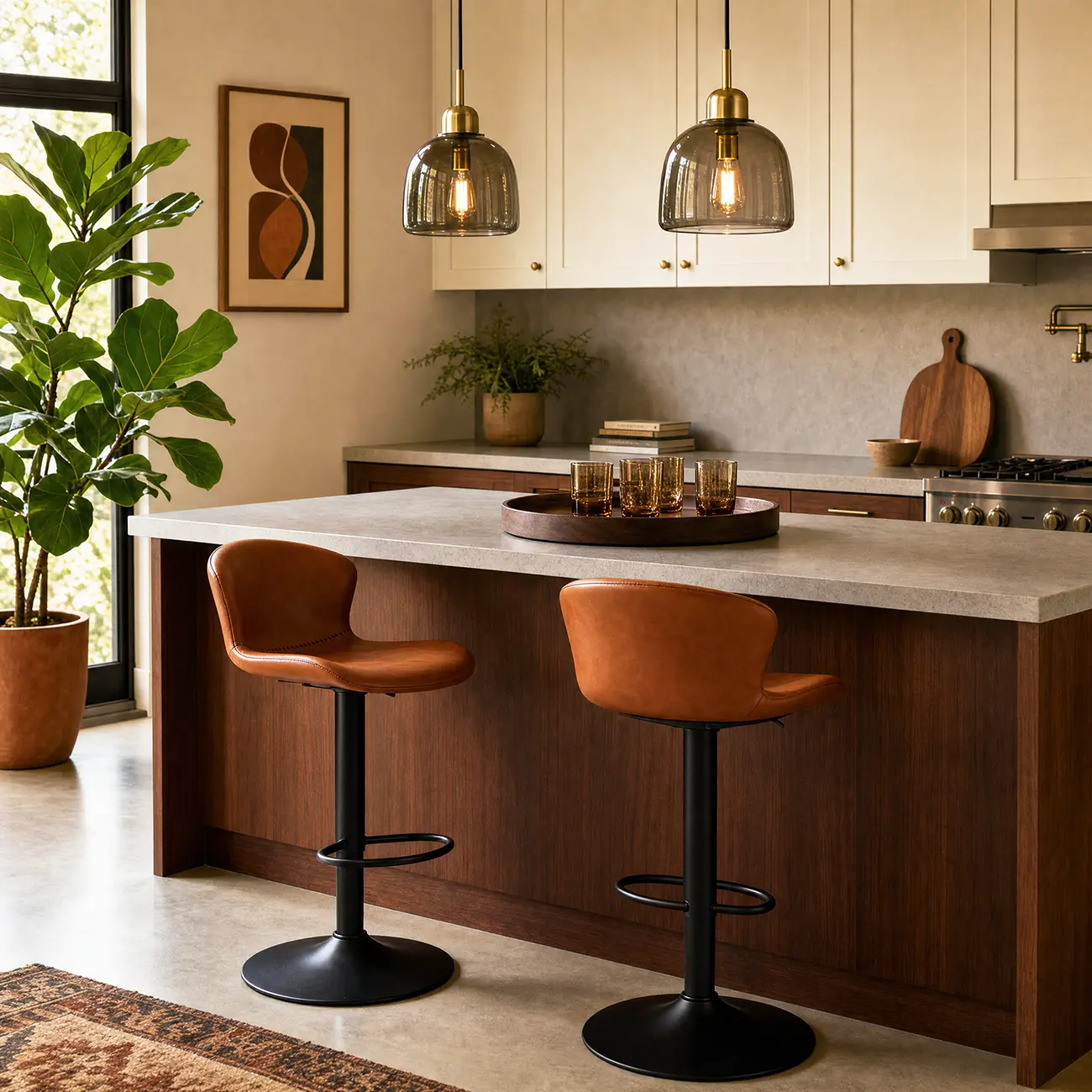Industrial Waterproof Pu Leather Adjustable Swivel Bar Stool Image - 7 | homeyfad