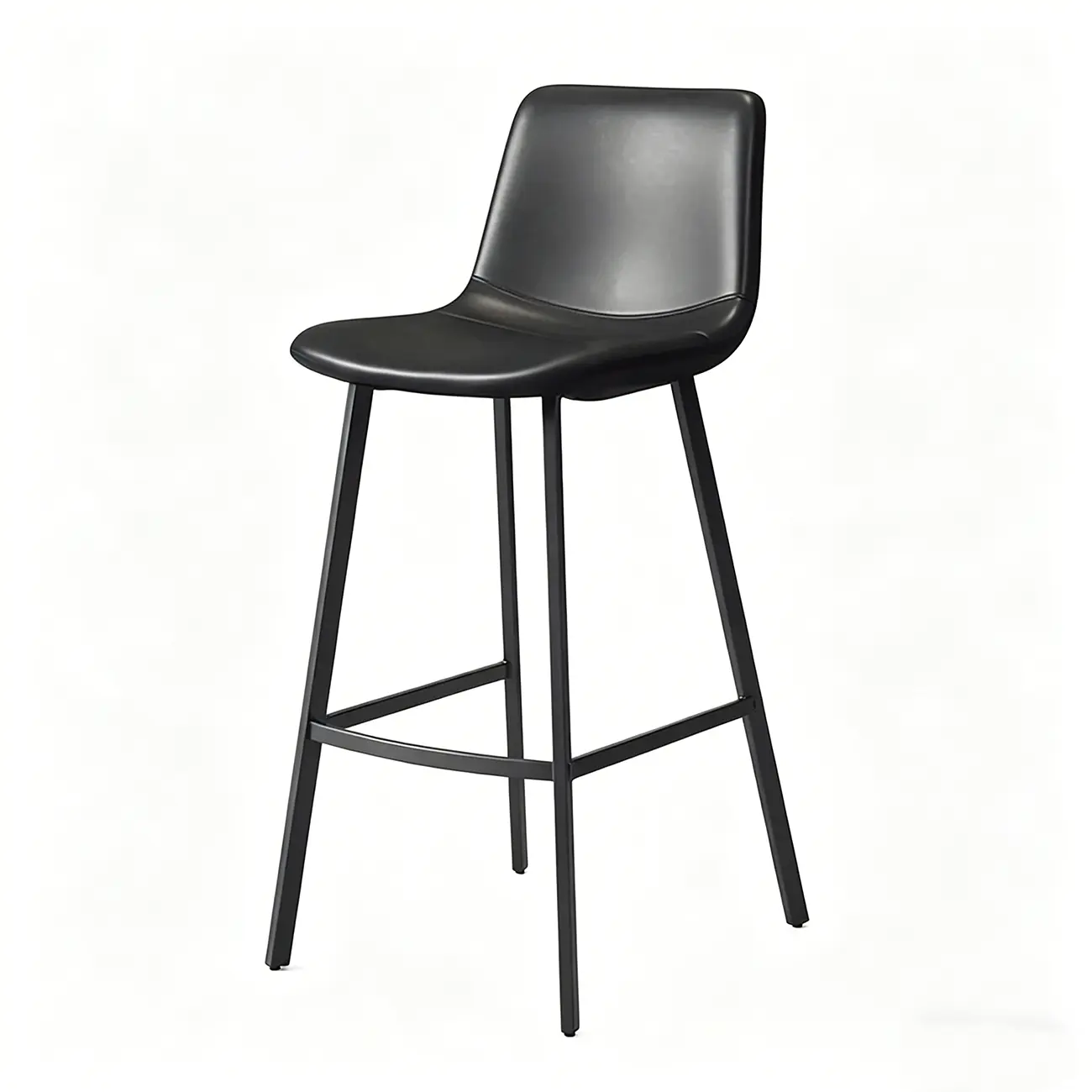 Scandinavian Leather Black Frame Bar Stool Image - 12 | homeyfad