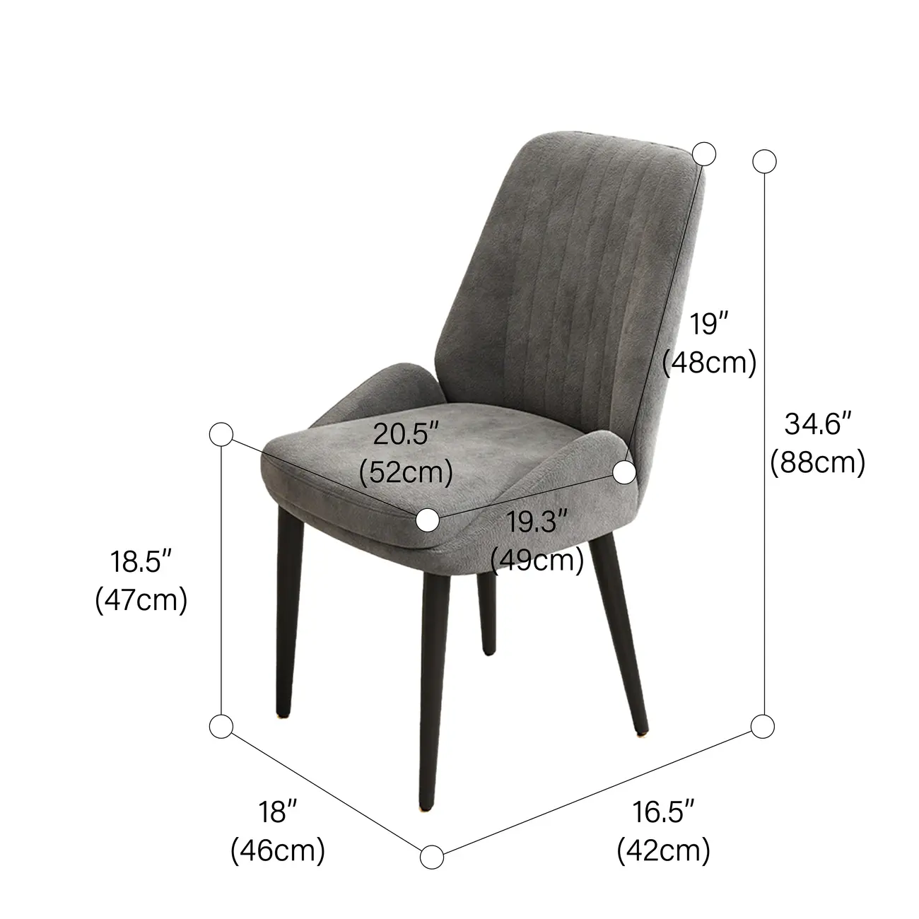Contemporary Mid-back Chenille Fabric Upholstered Dining Chairs #size | homeyfad