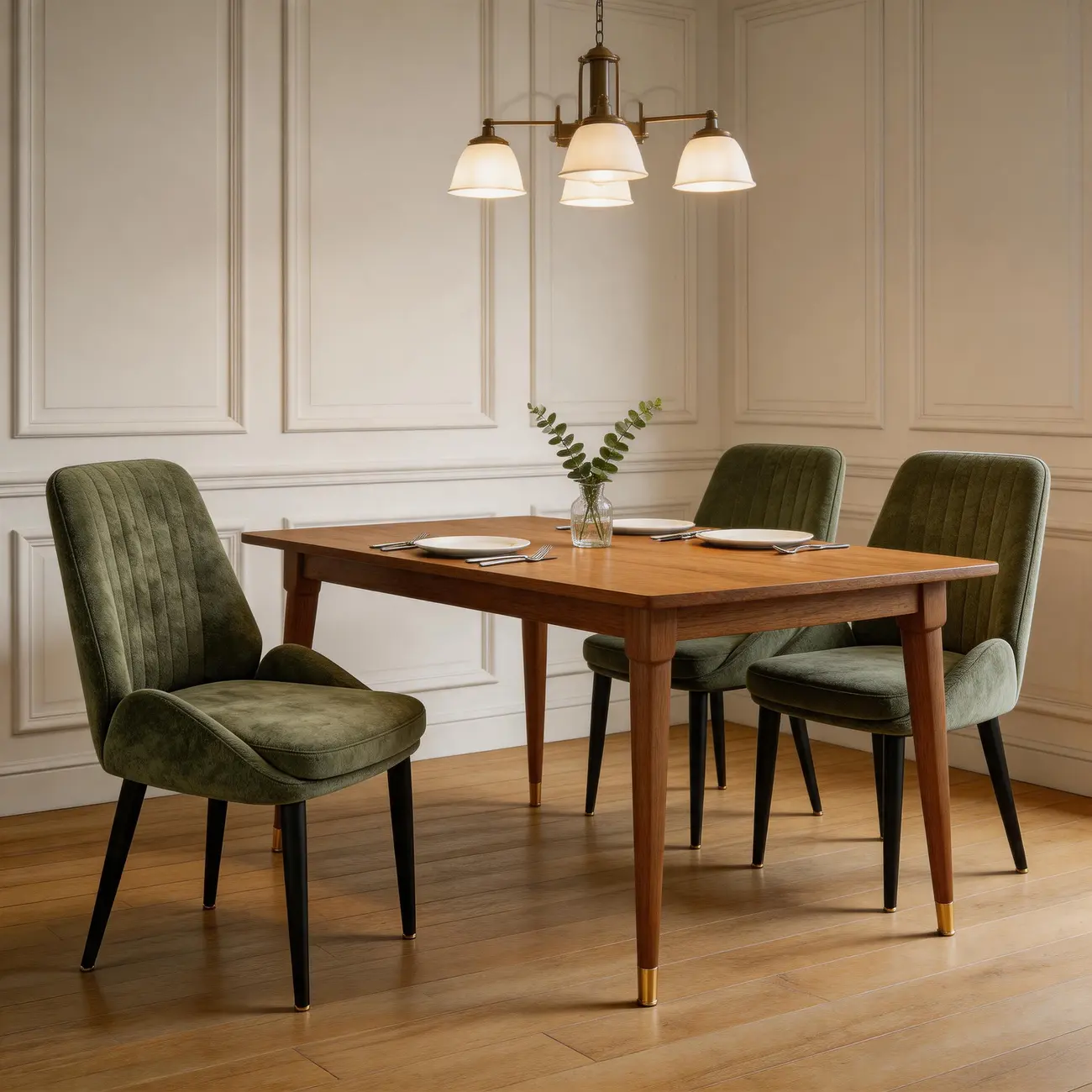 Contemporary Mid-back Chenille Fabric Upholstered Dining Chairs Image - 9 | homeyfad