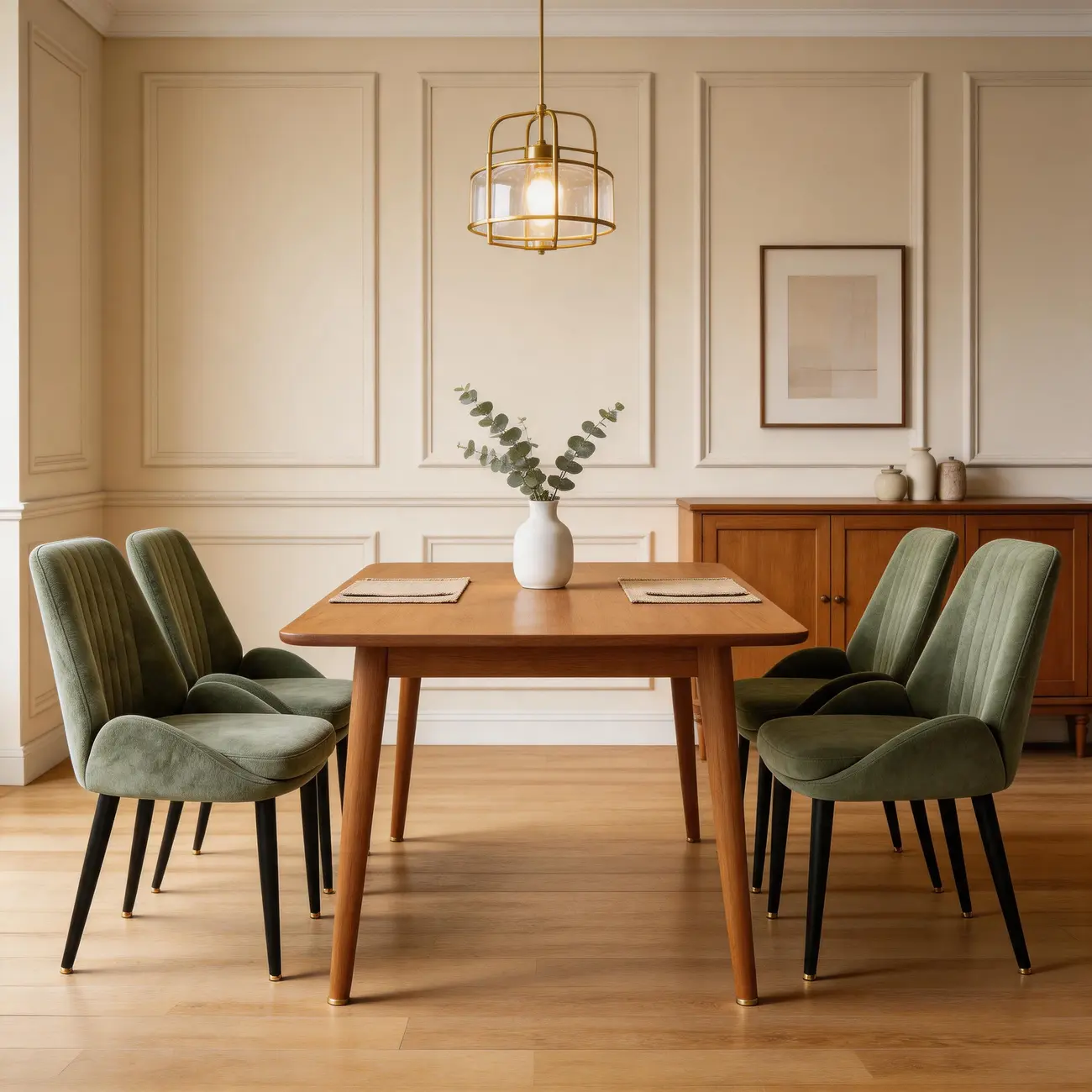 Contemporary Mid-back Chenille Fabric Upholstered Dining Chairs Image - 8 | homeyfad