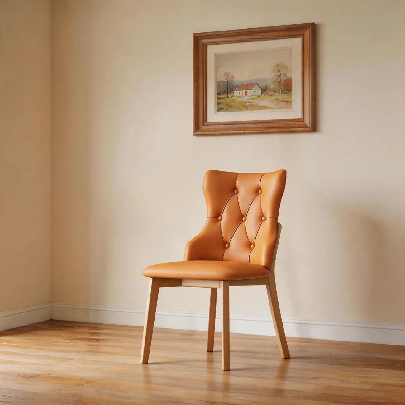 Modern Curved Back Leather Dining Chair with Solid Wood Legs Image - 16 | homeyfad