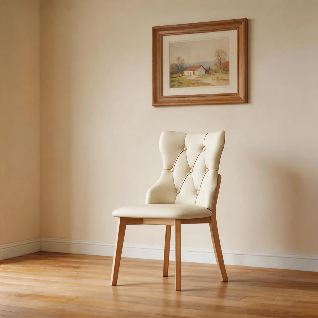 Modern Curved Back Leather Dining Chair with Solid Wood Legs Image - 17 | homeyfad