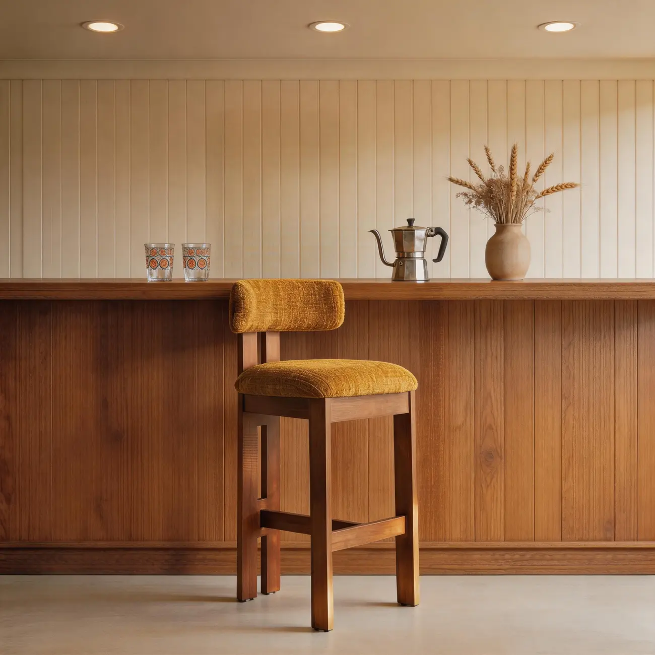 Mid-Century Modern Curved Back Wood Counter Height Bar Stools Image - 11 | homeyfad