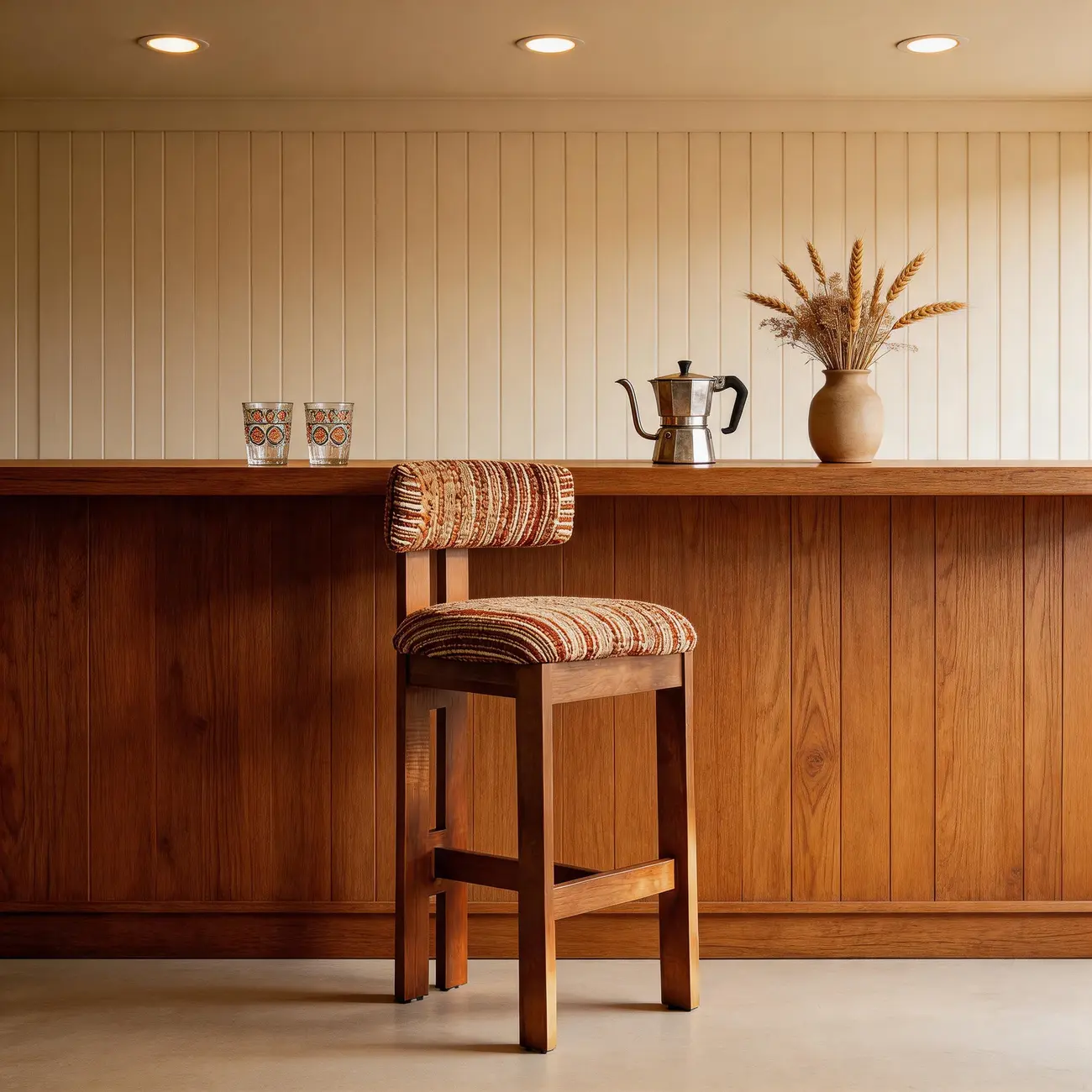 Mid-Century Modern Curved Back Wood Counter Height Bar Stools Image - 12 | homeyfad