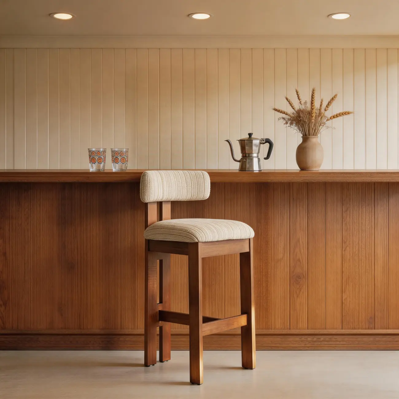 Mid-Century Modern Curved Back Wood Counter Height Bar Stools Image - 9 | homeyfad