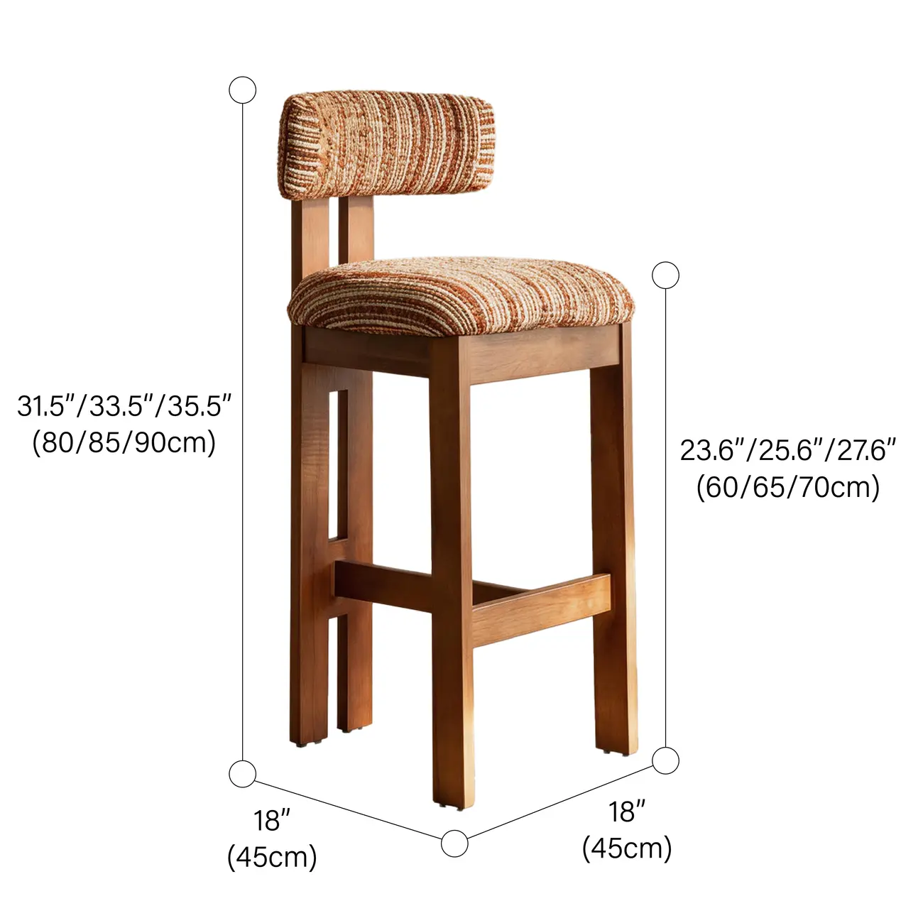 Mid-Century Modern Curved Back Wood Counter Height Bar Stools #size | homeyfad