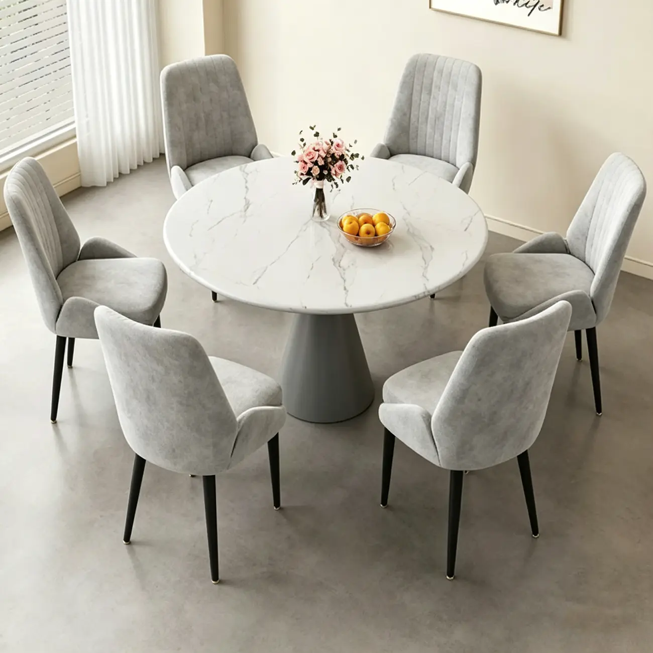 Contemporary Mid-back Chenille Fabric Upholstered Dining Chairs Image - 3 | homeyfad