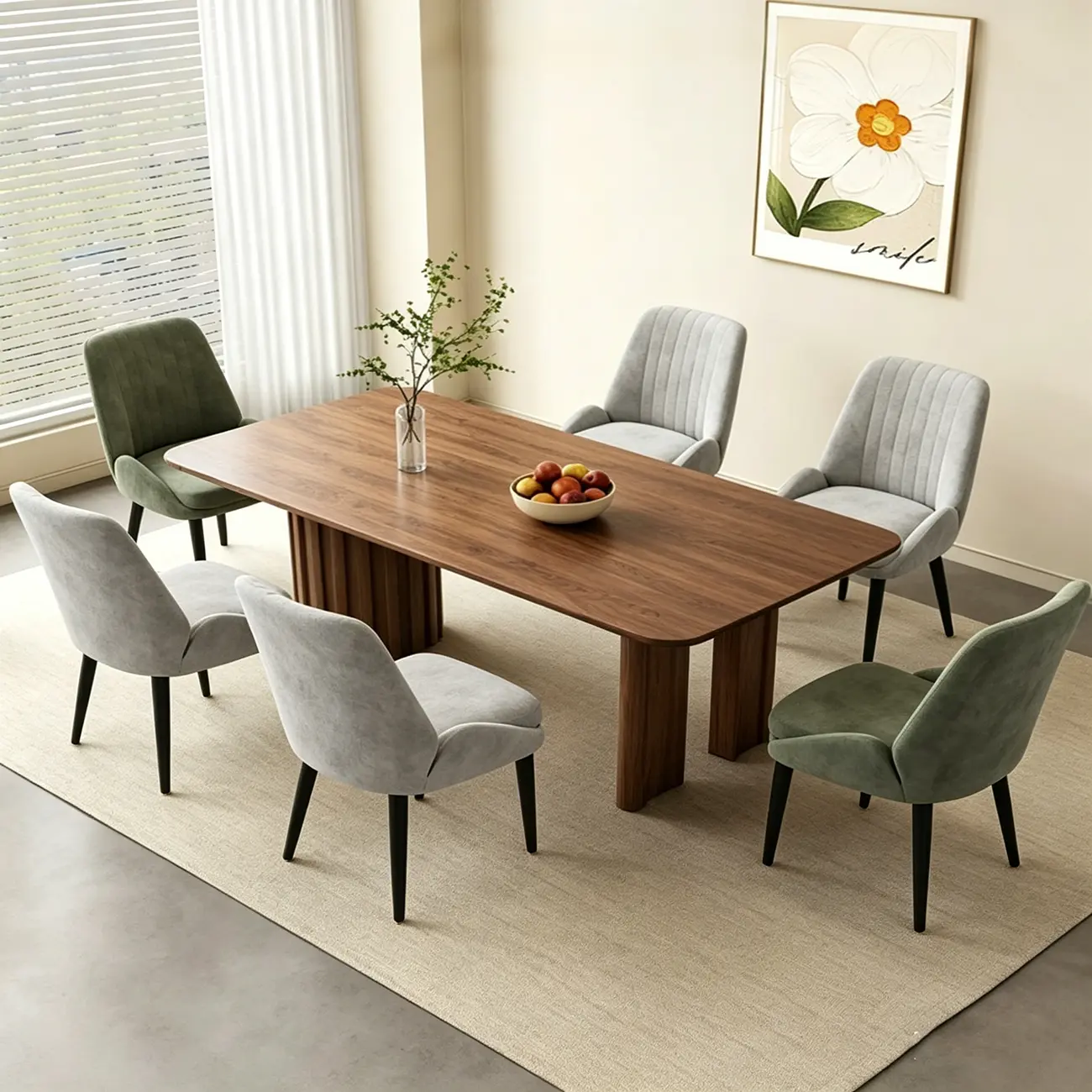 Contemporary Mid-back Chenille Fabric Upholstered Dining Chairs Image - 6 | homeyfad