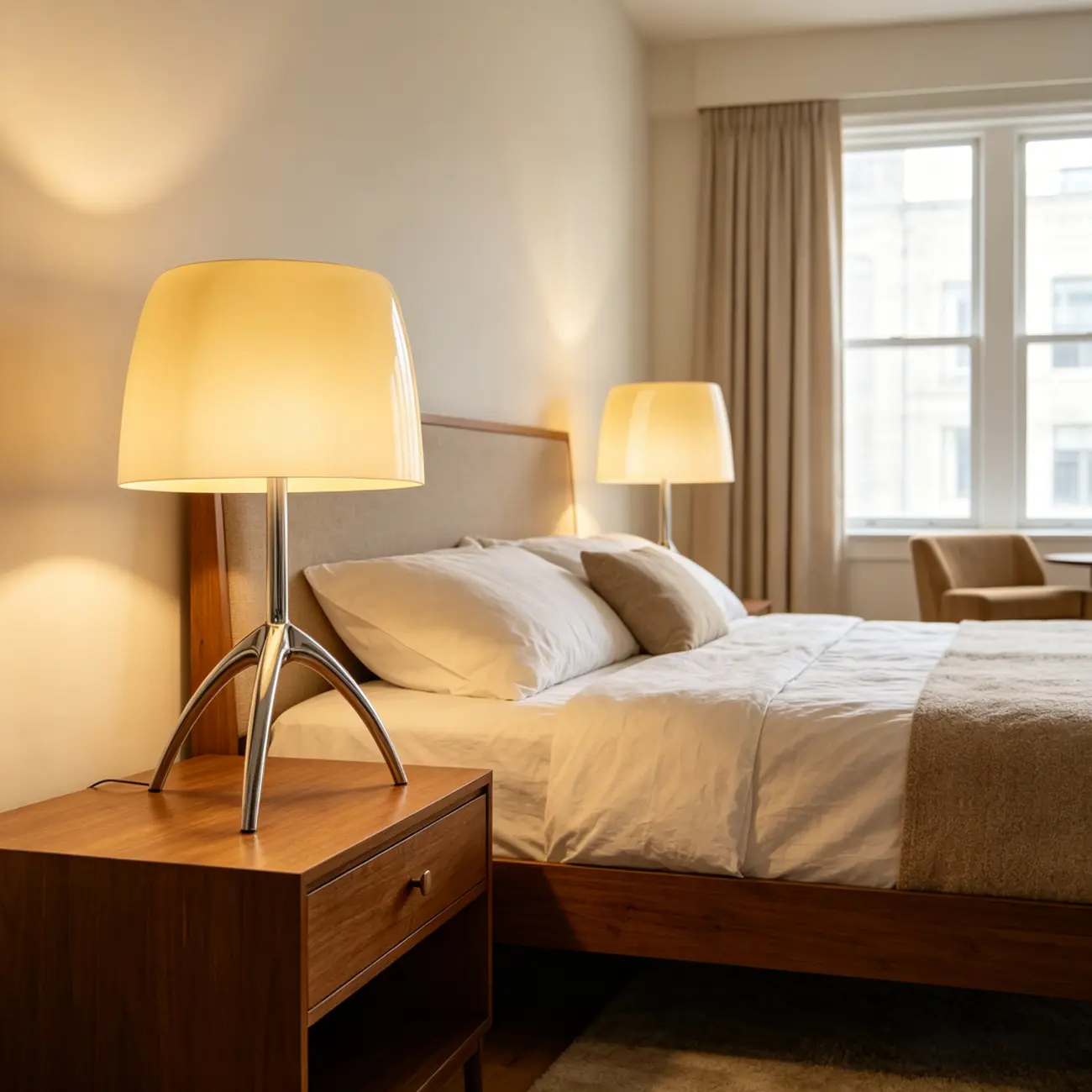 Yellow Glass Shade Metal Tripod Table Lamp for Living Room Image - 7 | homeyfad