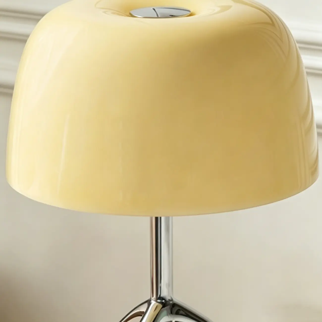 Yellow Glass Shade Metal Tripod Table Lamp for Living Room Image - 12 | homeyfad