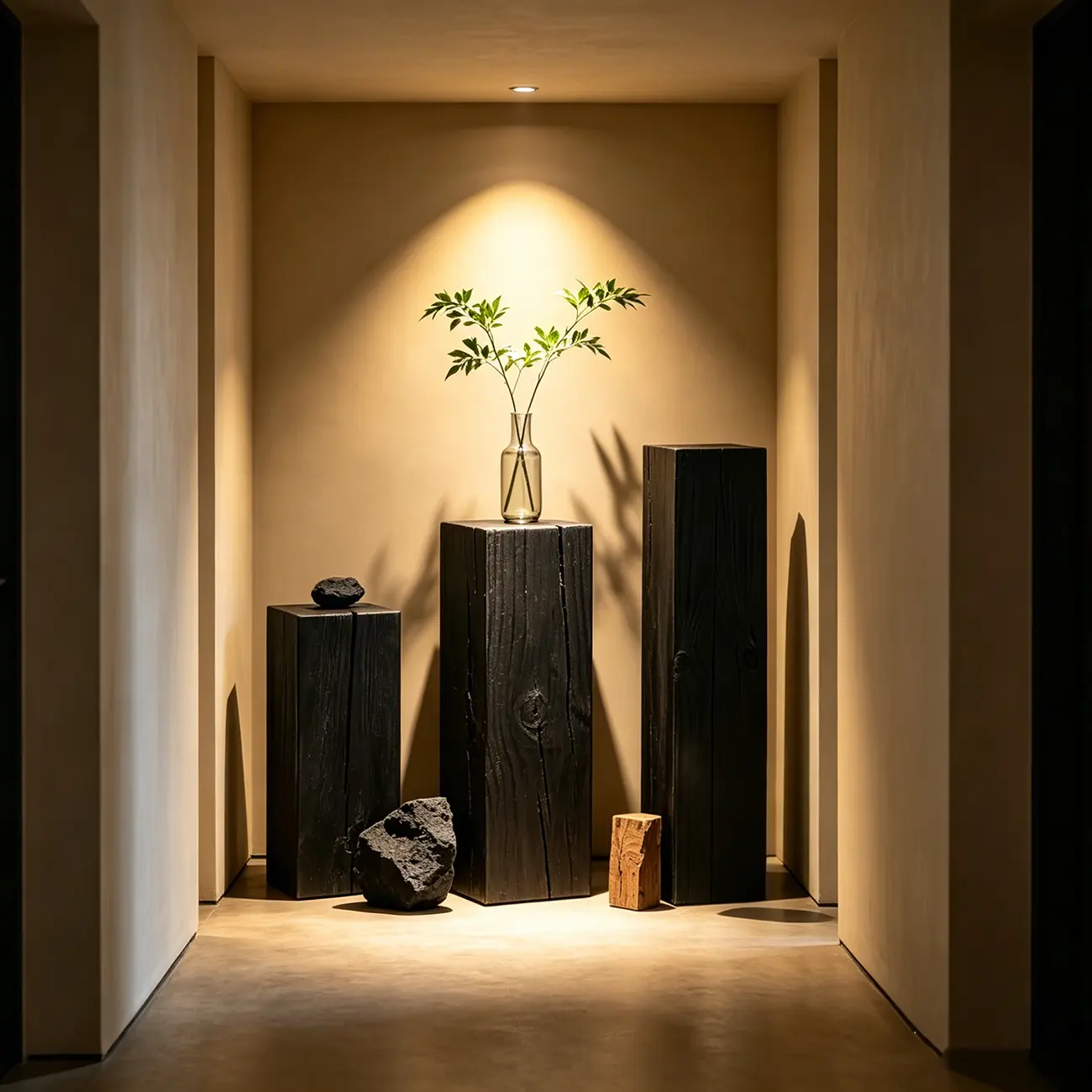 Modern Black Pine Wooden Square Stump End Table Image - 3 | homeyfad