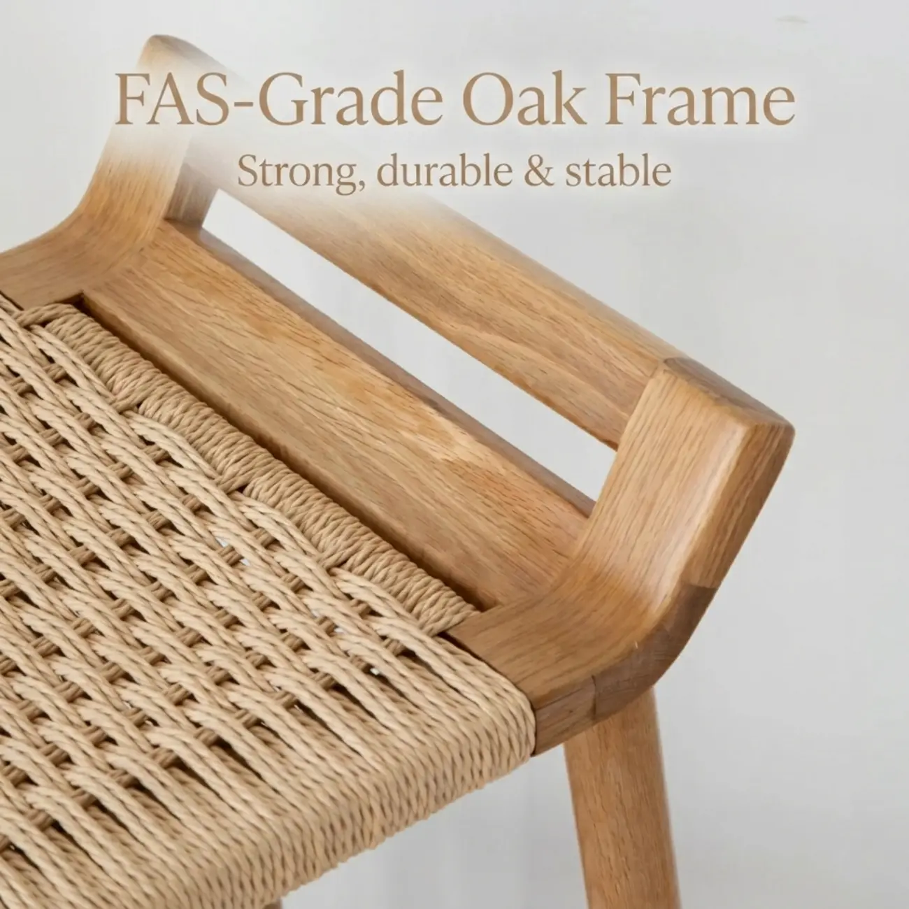 Natural Wood Backless Woven Seat Counter Height Bar Stool Image - 7 | homeyfad