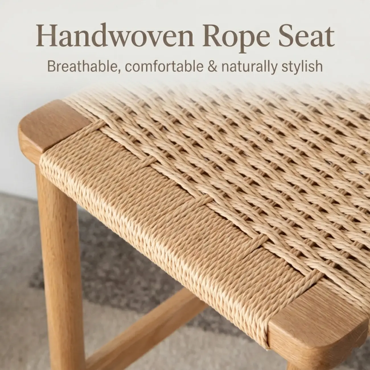 Natural Wood Backless Woven Seat Counter Height Bar Stool Image - 8 | homeyfad