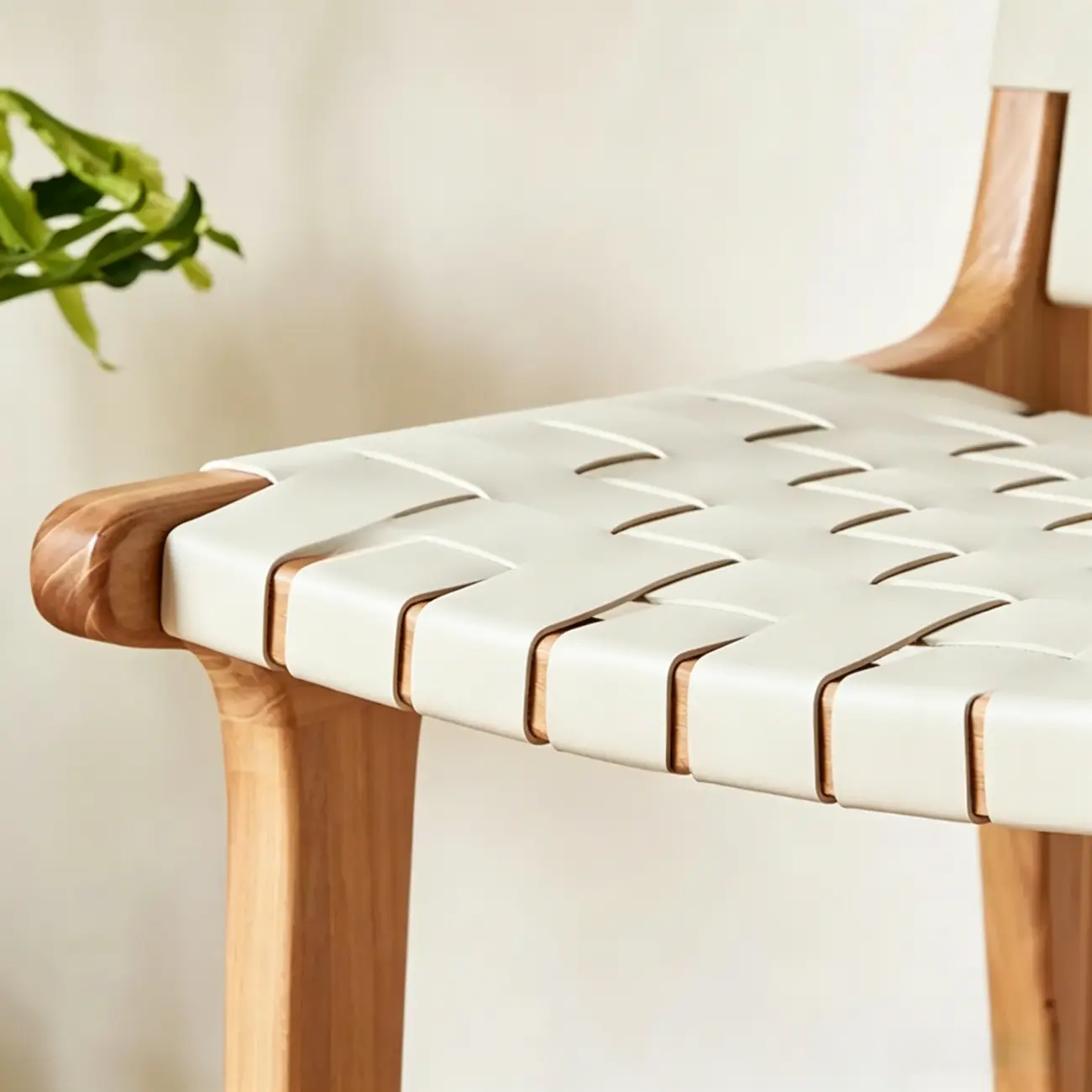 Rustic Faux Leather Wooden Woven Bar Stool Image - 18 | homeyfad