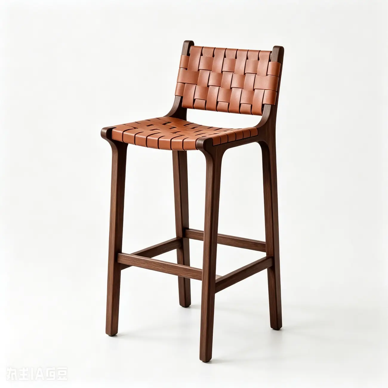 Rustic Faux Leather Wooden Woven Bar Stool Image - 24 | homeyfad