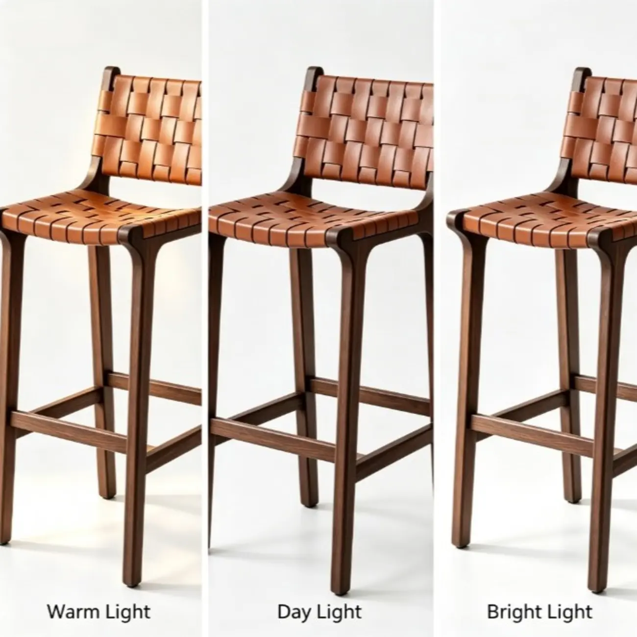 Rustic Faux Leather Wooden Woven Bar Stool Image - 20 | homeyfad