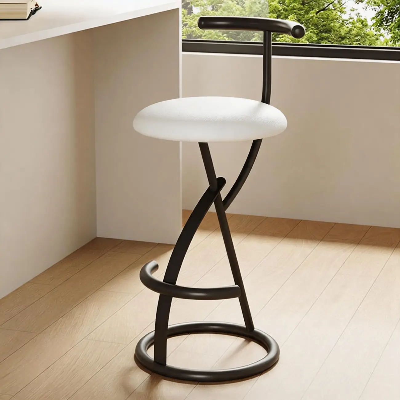 Glam Modern Metal Frame Armless Round Counter Stools Image - 15 | homeyfad