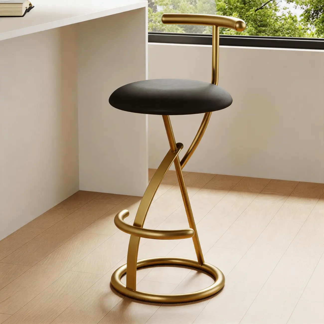 Glam Modern Metal Frame Armless Round Counter Stools Image - 16 | homeyfad