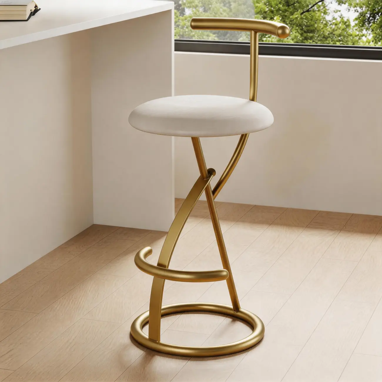 Glam Modern Metal Frame Armless Round Counter Stools Image - 17 | homeyfad