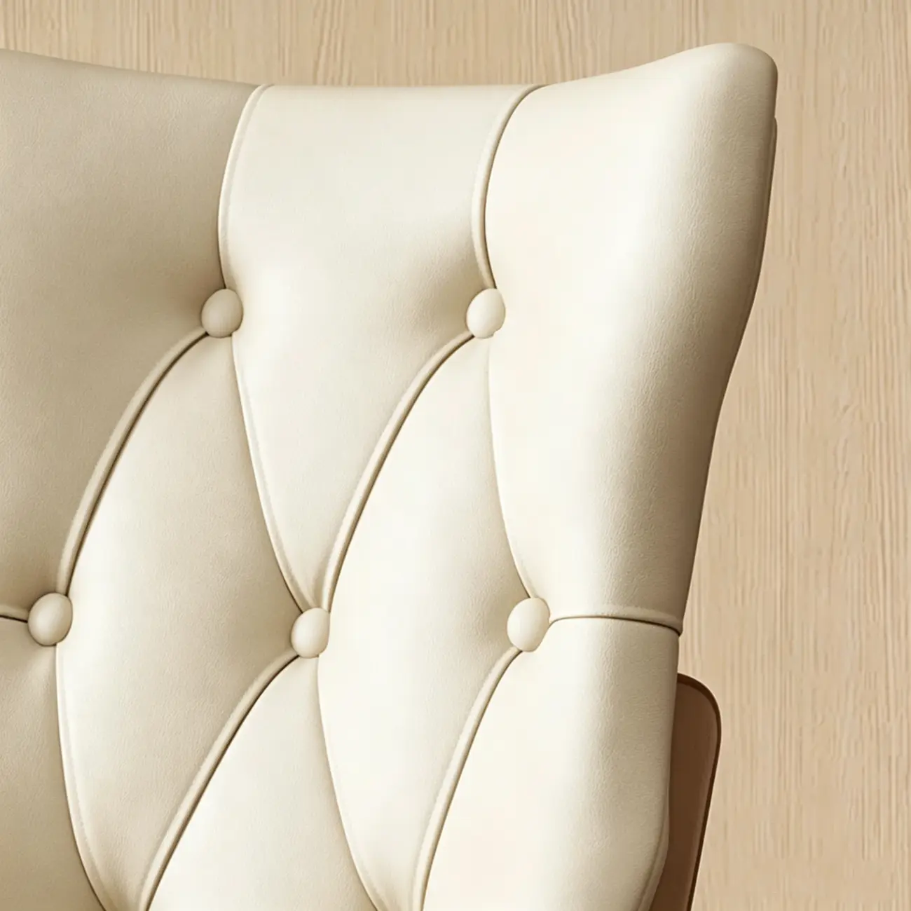 Modern Curved Back Leather Dining Chair with Solid Wood Legs Image - 6 | homeyfad