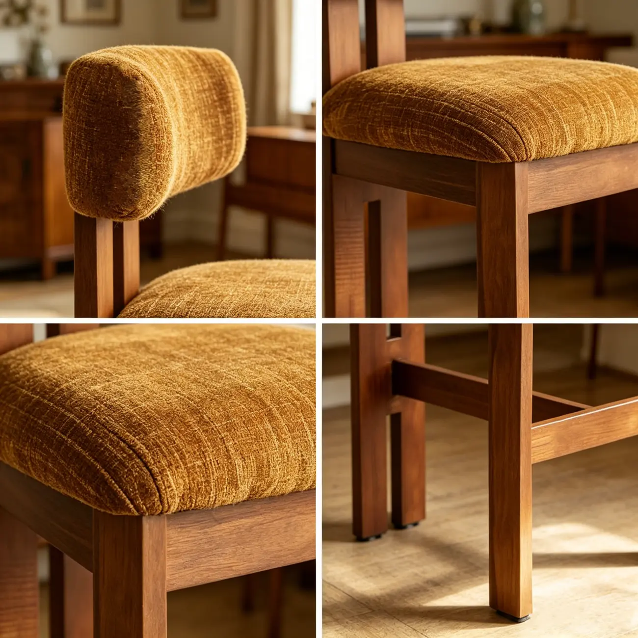Mid-Century Modern Curved Back Wood Counter Height Bar Stools Image - 8 | homeyfad
