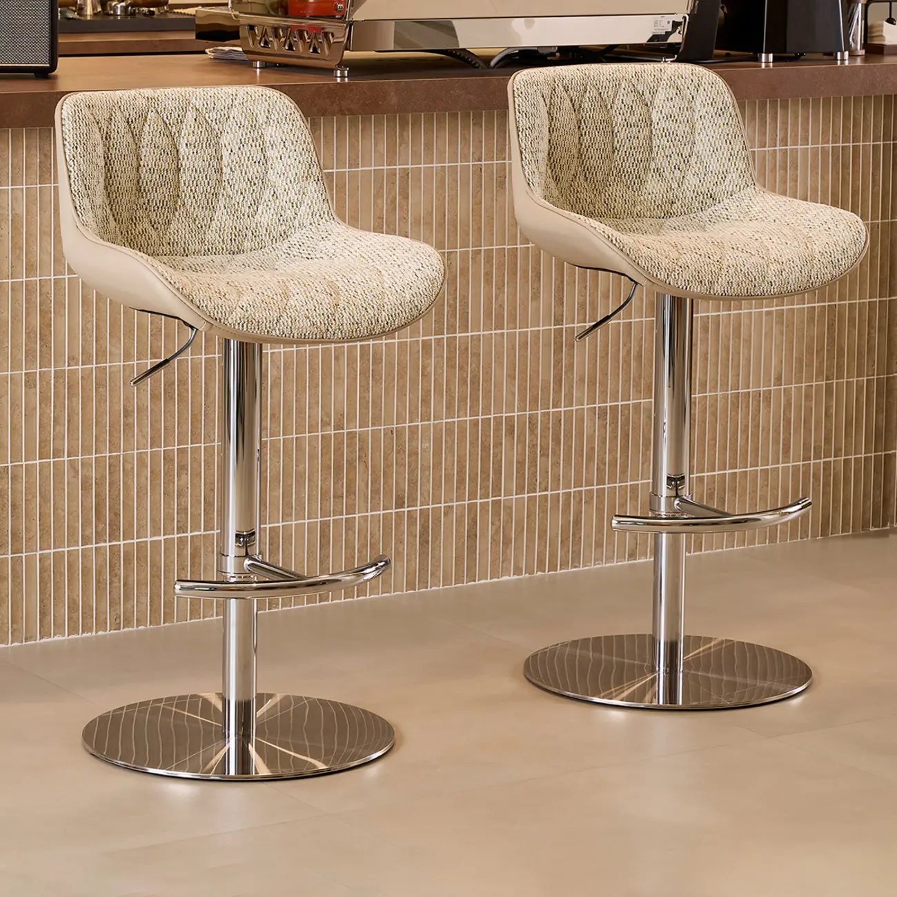 Modern Upholstered Adjustable Swivel Counter Height Bar Stools with Backrest Image - 16 | homeyfad