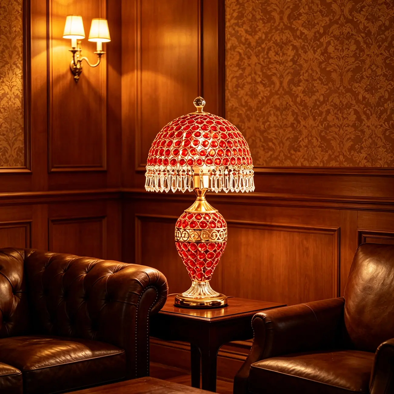 Traditional Luxurious Empire Gold Crystal Bedside Lamps Image - 1 | homeyfad