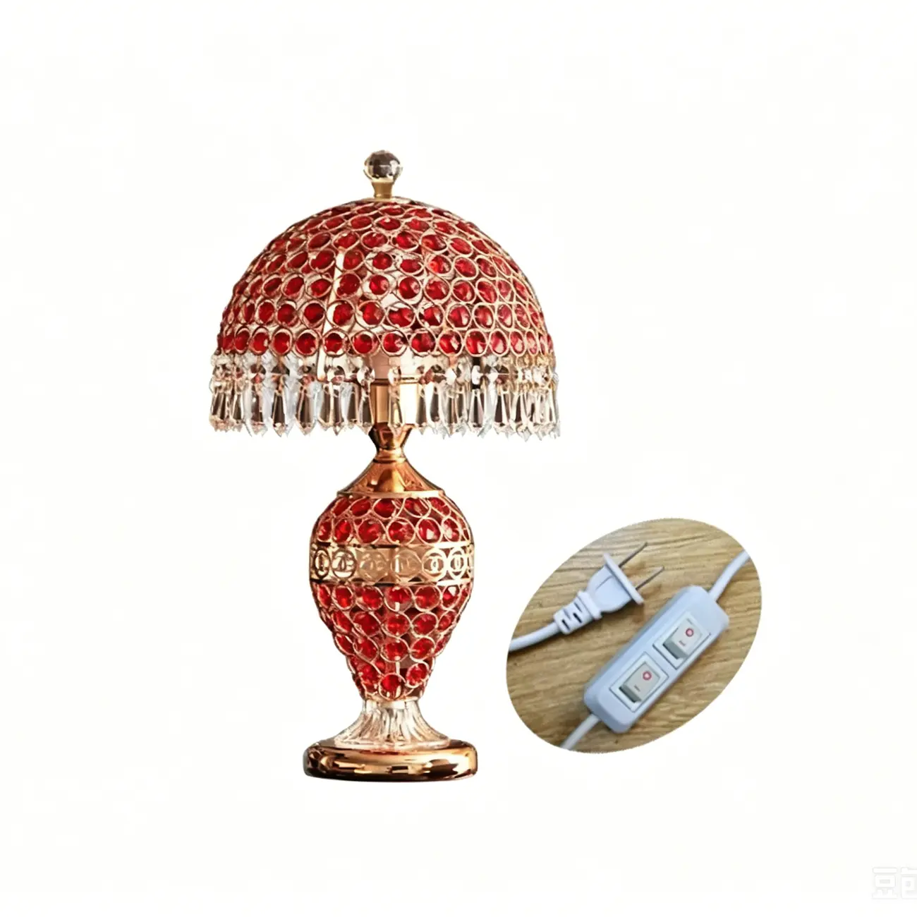 Traditional Luxurious Empire Gold Crystal Bedside Lamps Image - 2 | homeyfad