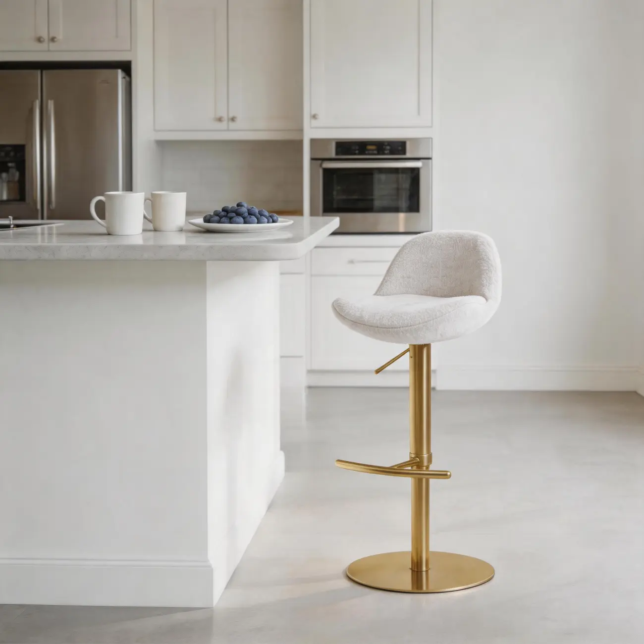 Italian Minimalist Upholstered Swivel Adjustable Bar Stool with Low Back Image - 13 | homeyfad