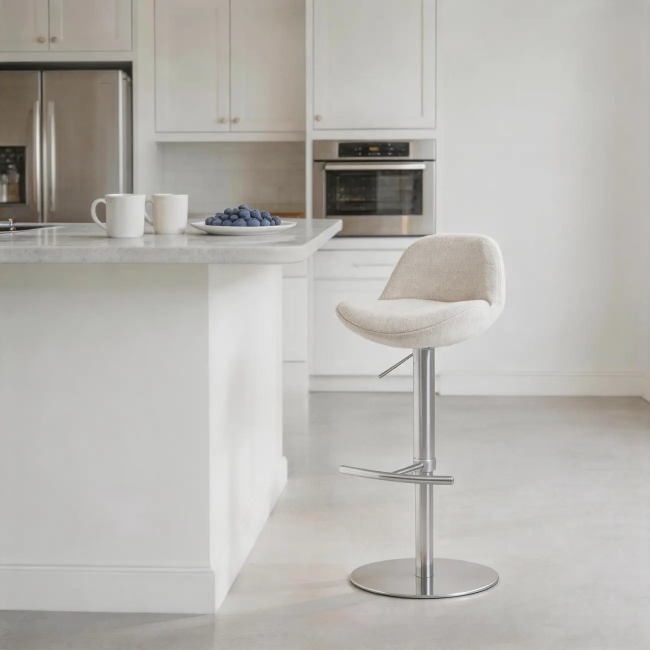 Italian Minimalist Upholstered Swivel Adjustable Bar Stool with Low Back Image - 12 | homeyfad