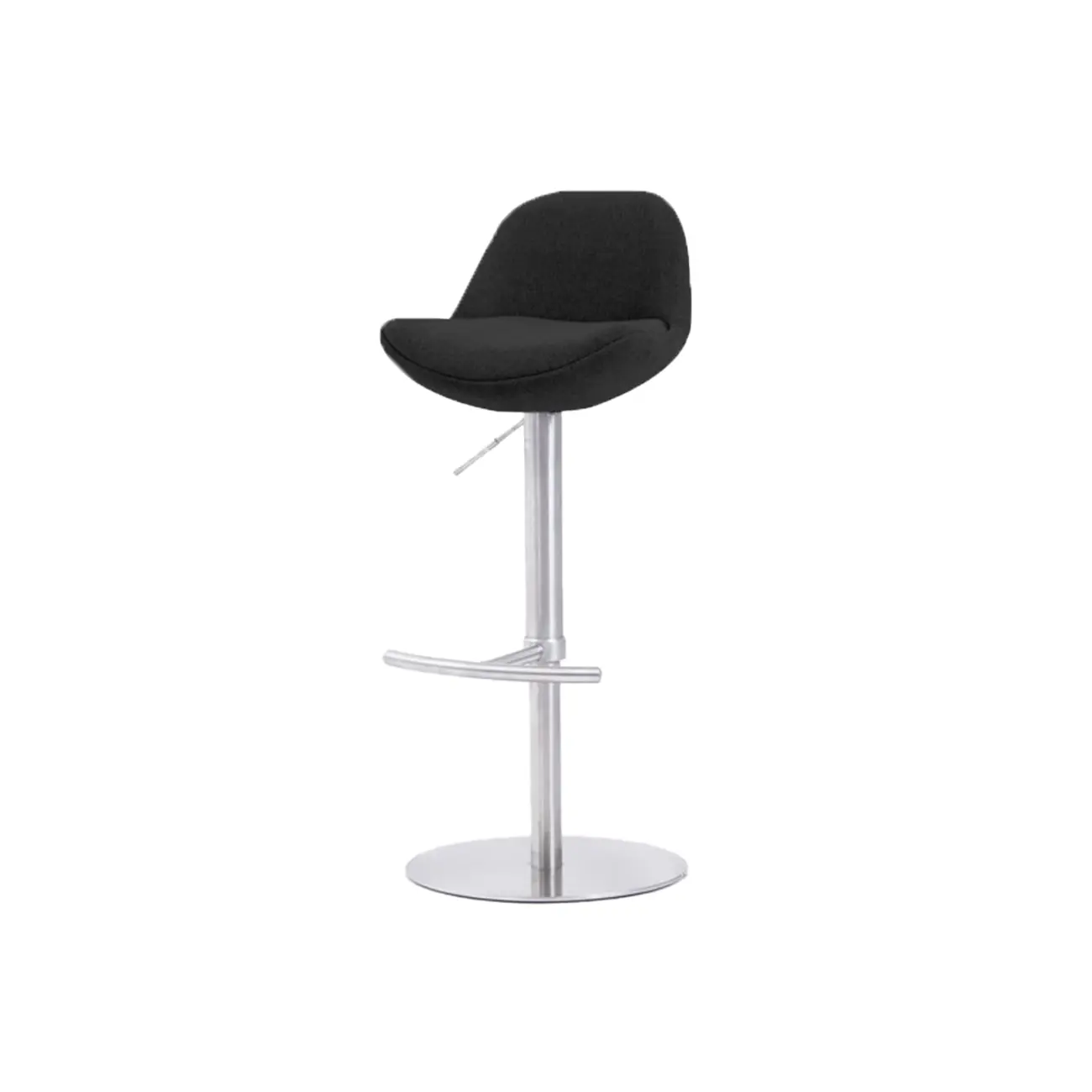 Italian Minimalist Upholstered Swivel Adjustable Bar Stool with Low Back Image - 28 | homeyfad