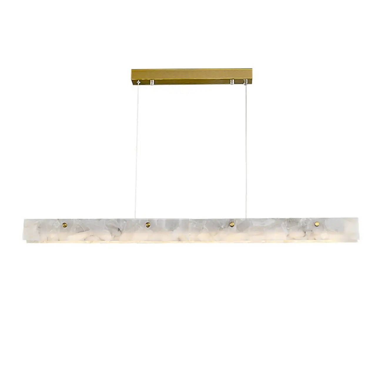 Quiet Luxury Alabasterer Linear Chandelier With Brass Finish Image - 7 | homeyfad