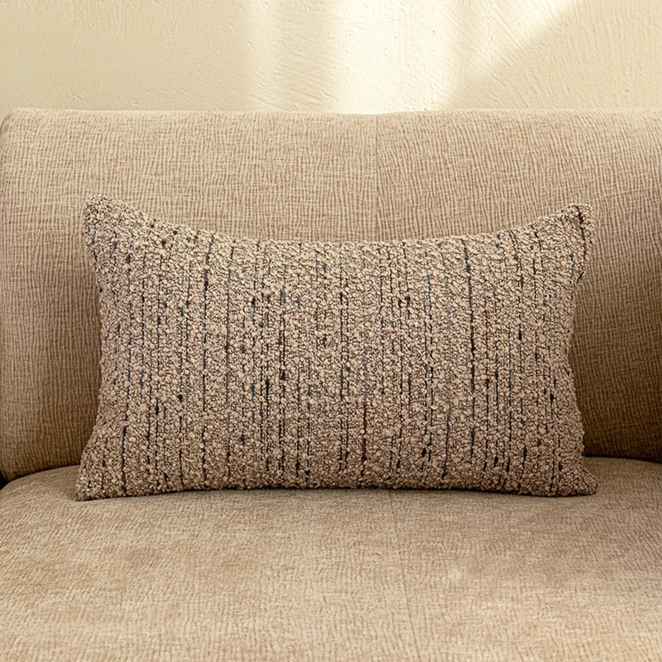 Mid-Century Modern Solid Textured Boucle Throw Pillow for Sofa Image - 11 | homeyfad