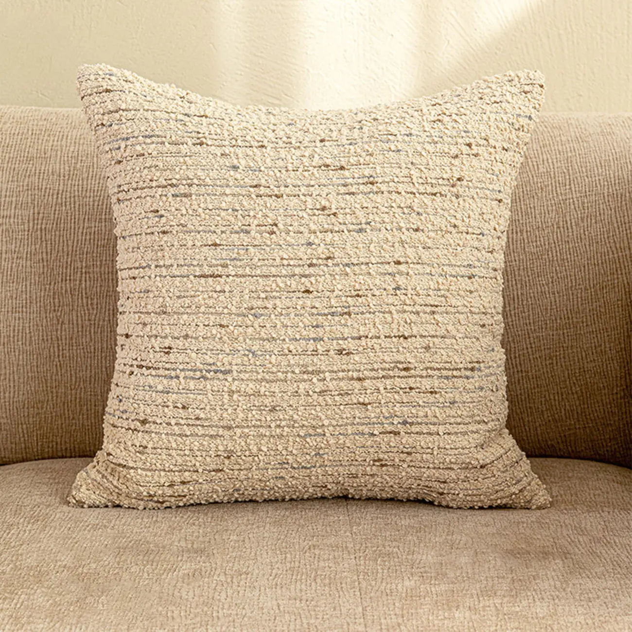 Mid-Century Modern Solid Textured Boucle Throw Pillow for Sofa Image - 8 | homeyfad
