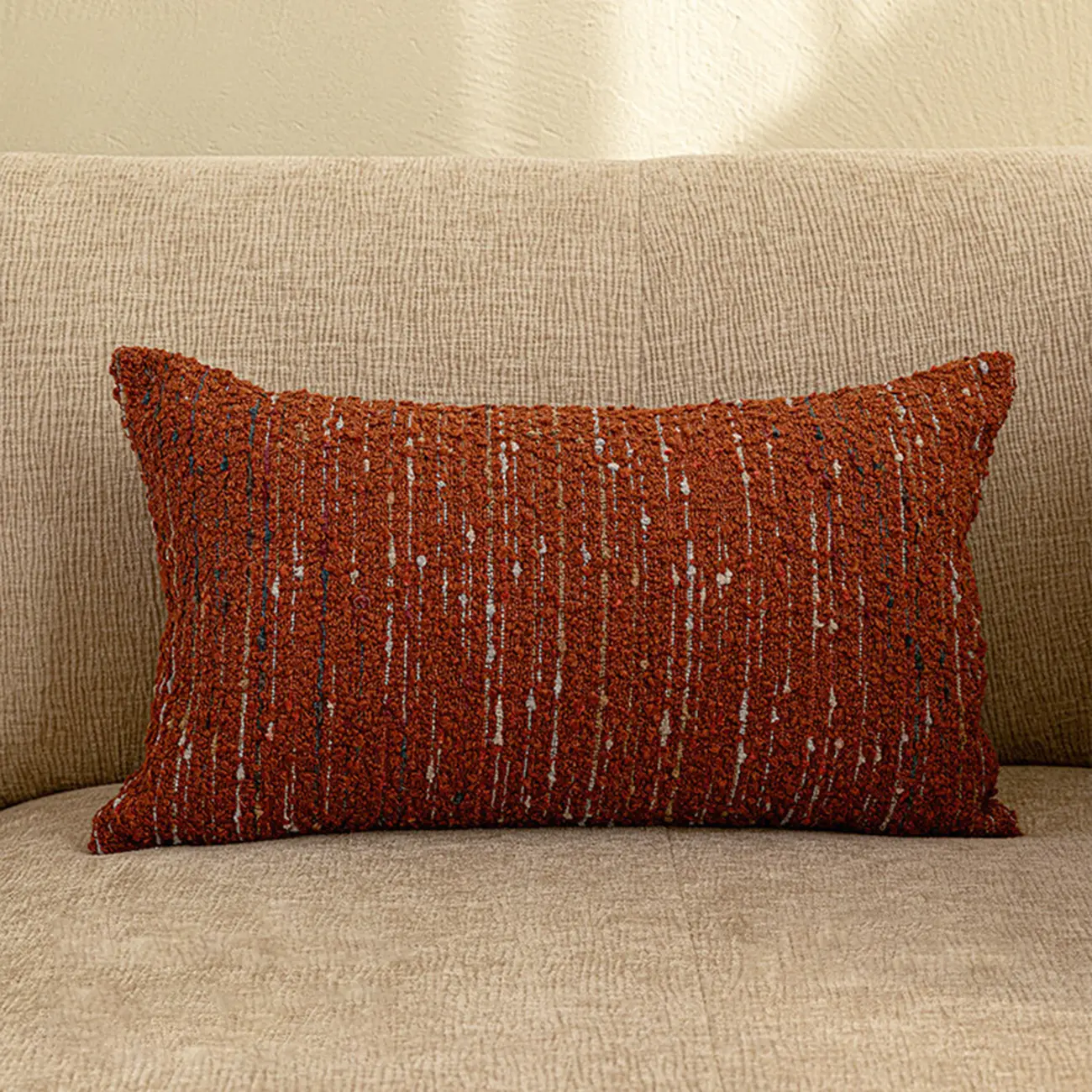 Mid-Century Modern Solid Textured Boucle Throw Pillow for Sofa Image - 15 | homeyfad
