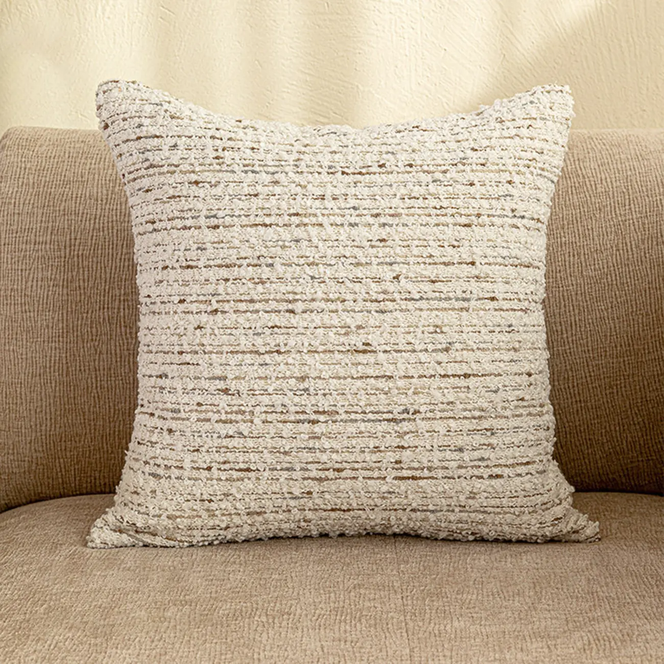 Mid-Century Modern Solid Textured Boucle Throw Pillow for Sofa Image - 16 | homeyfad