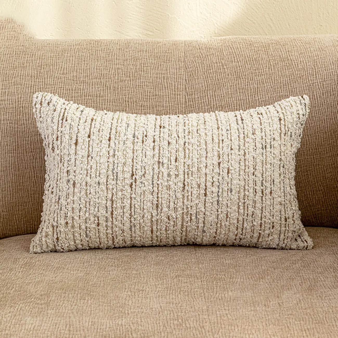 Mid-Century Modern Solid Textured Boucle Throw Pillow for Sofa Image - 17 | homeyfad