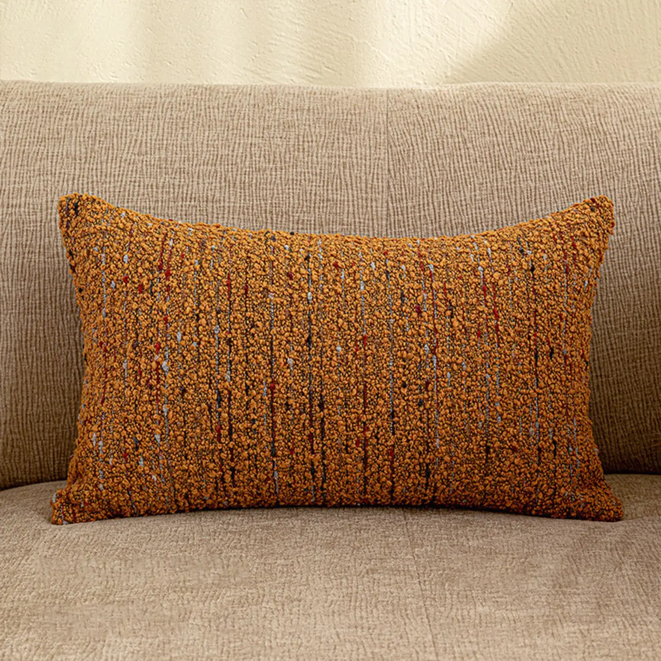 Mid-Century Modern Solid Textured Boucle Throw Pillow for Sofa Image - 19 | homeyfad