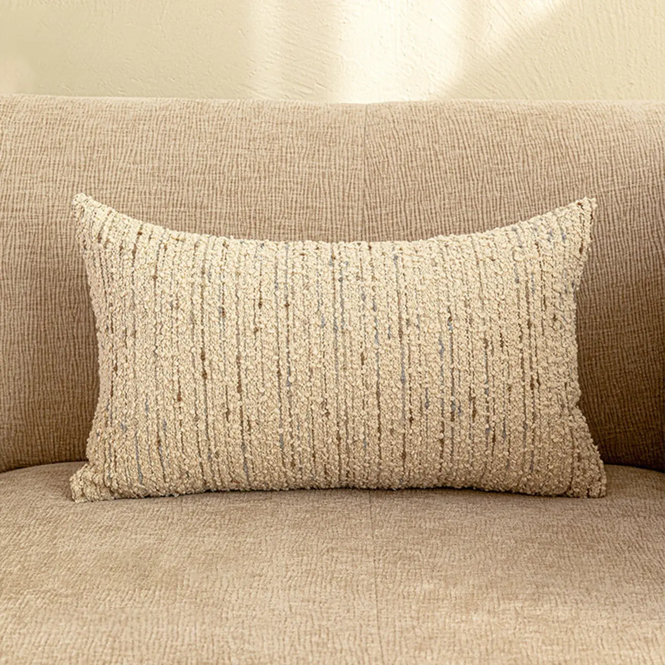 Mid-Century Modern Solid Textured Boucle Throw Pillow for Sofa Image - 9 | homeyfad