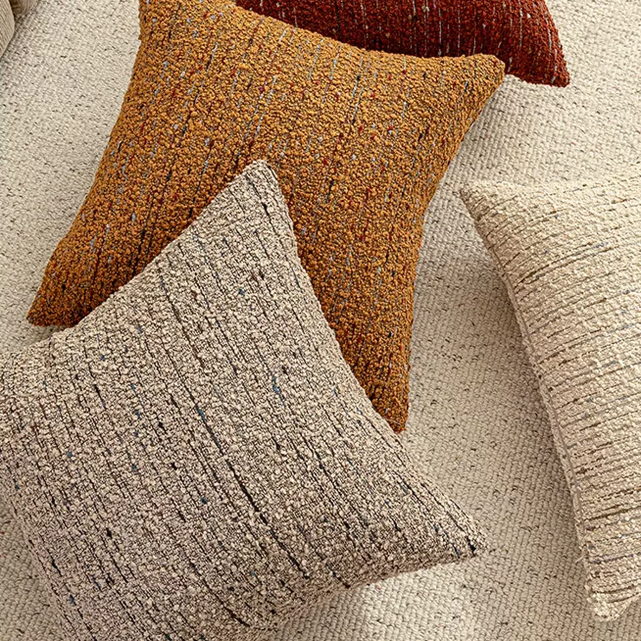 Mid-Century Modern Solid Textured Boucle Throw Pillow for Sofa Image - 7 | homeyfad