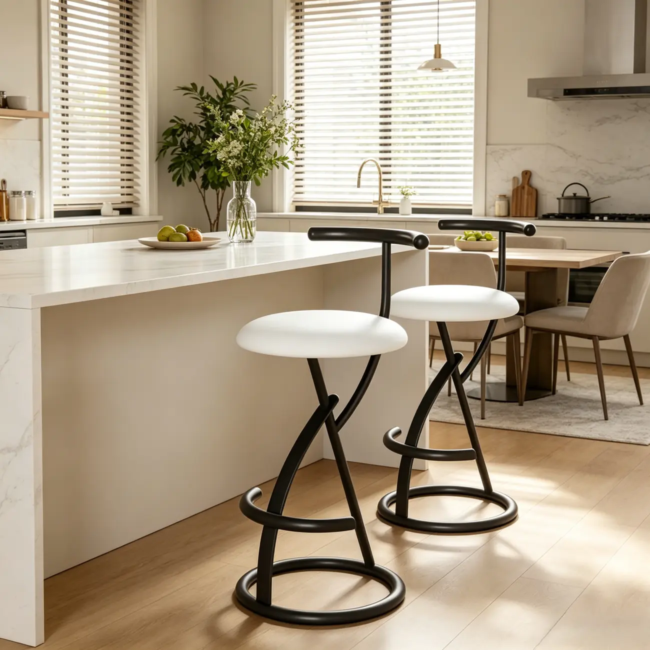 Glam Modern Metal Frame Armless Round Counter Stools Image - 8 | homeyfad